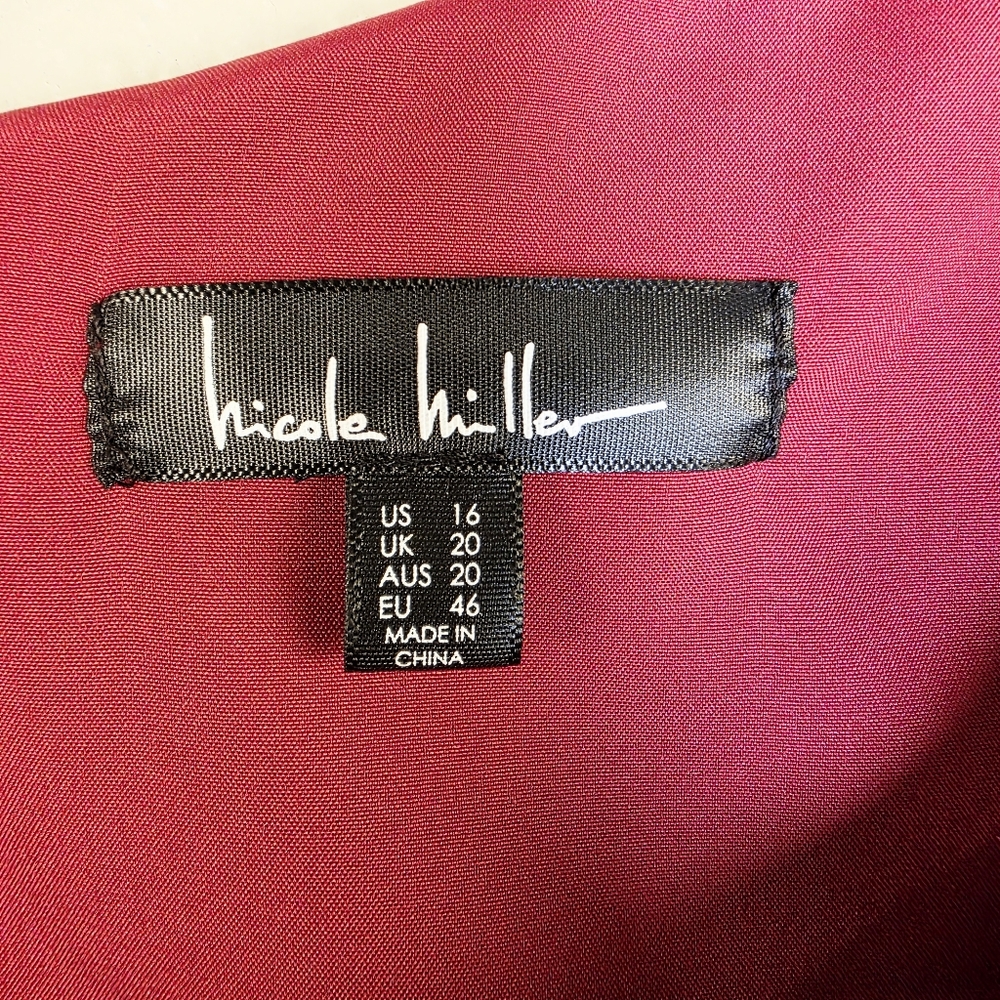 Nicole Miller Red Riding Hood One Shoulder Pleated Dress – Size 16 - Picture 7 of 17